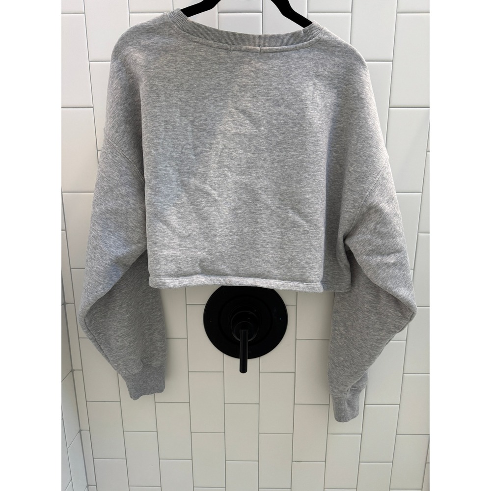 Beyond Yoga Womens Heather Gray Cropped Crewneck Sweatshirt NF7984 Size Medium - Picture 2 of 7